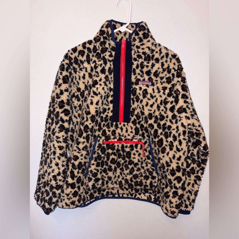 Vineyard vines Leopard Print Sherpa Pullover